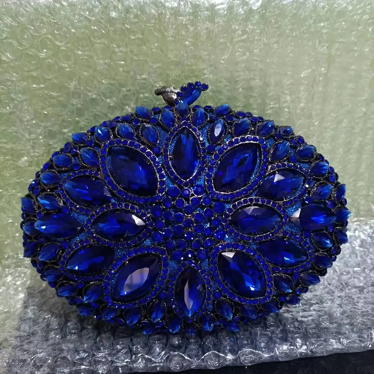 

Gold Blue Diamond Wedding Party Woman Handbag Rhinestone Dinner Cocktail Purse Crystal Bridal Clutch Evening Banquet Bag