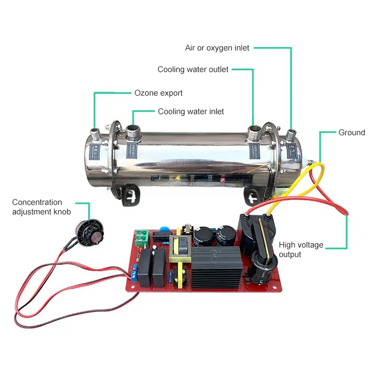 AC220V 50HZ 20G Water Cooled Stainless Steel Tube Ozone Generator Kit