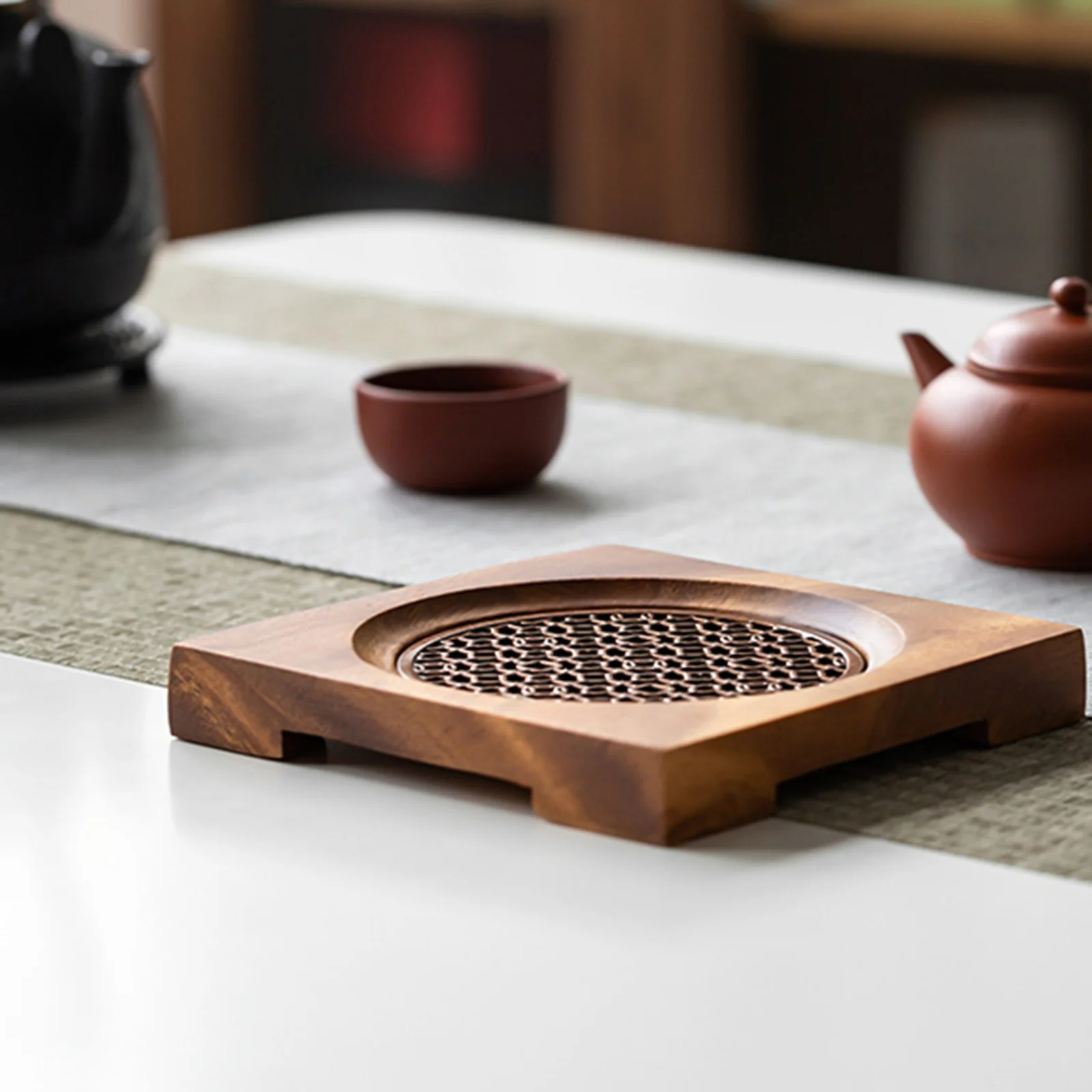 

1Pcs Premium Tea Set Tray Wooden Coaster Heat Resistant Table Protection Ideal for Teahouses Restaurants Hotels