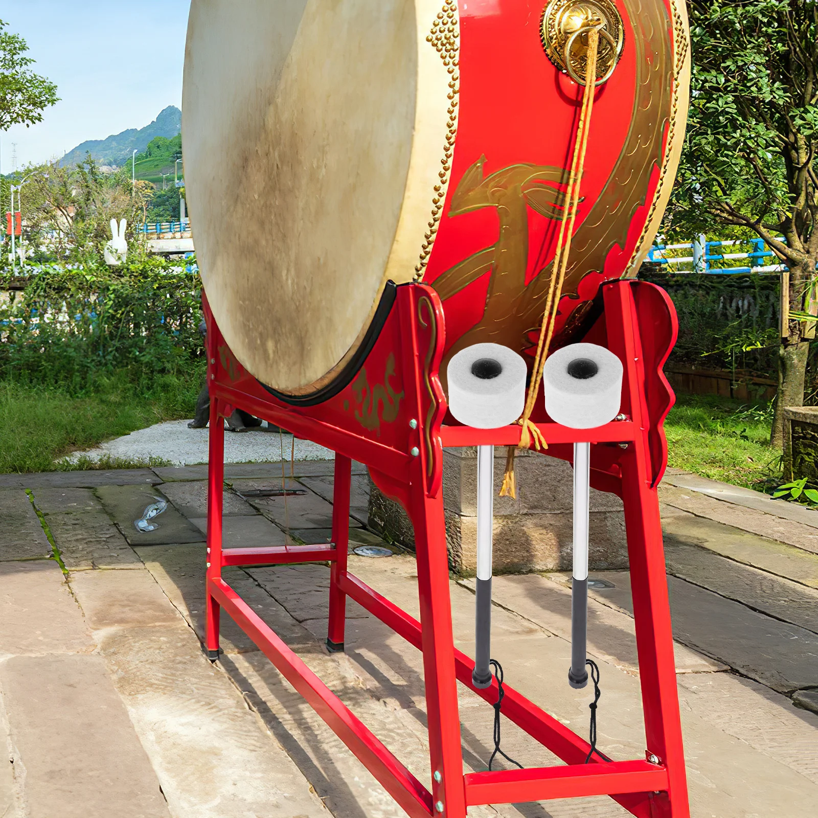 

2Pcs Stainless Steel Drum Mallets Non-Slip Handle Soft Felt Heads Ideal for Band Stage Practice Beginner Drummers Percussion