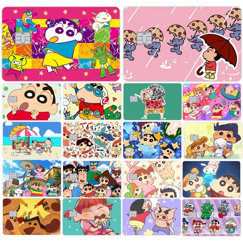 

Anime Cartoon Shin-chan Credit Card Skin Stickers for VISA Bank Card Bus Metro Card Waterproof Film Cover Sticker Front Side