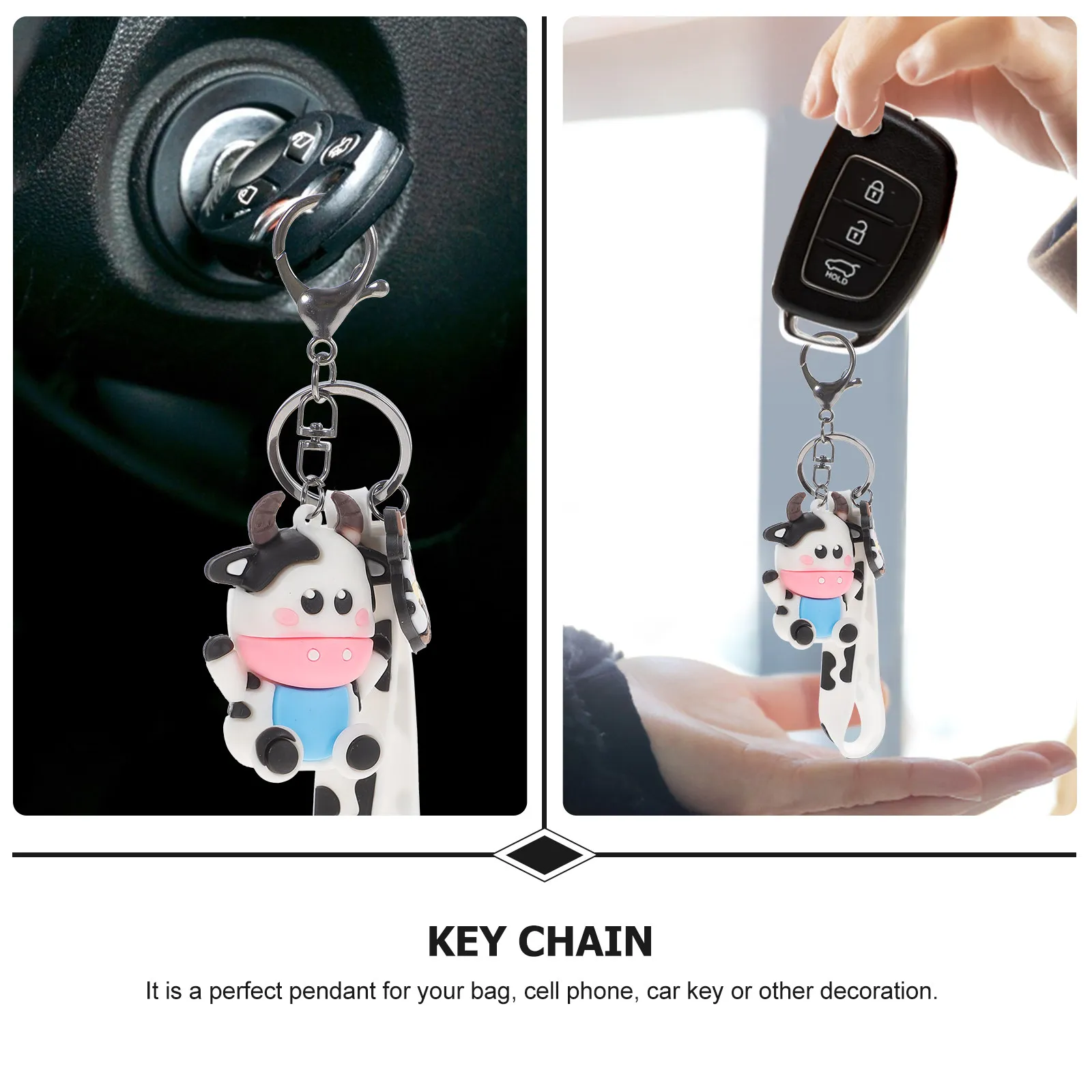 1Pcs Keychain Pendant Creative Ox Year Cow Shaped Bag Decor Long Lasting Durable Small Gift Key Ring Key Ring Keychain Pendant