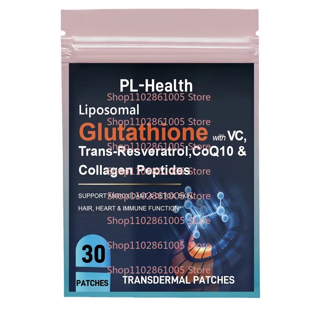 

30 Patches Liposomal Glutathione Transdermal Patches with Vitamin C Resveratrol for Immune Support, Liver Detox, Skin Whitening