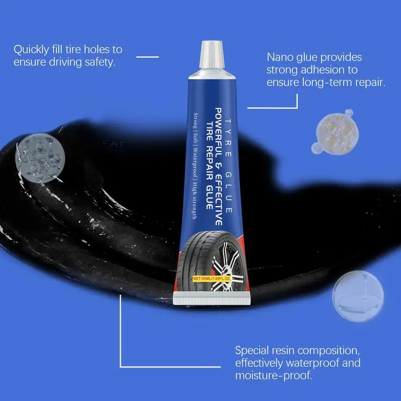 Tire Sidewall Repair 50ml Rubber Cement Glue Tire Repair Sealant Tire Leak Sealant Tire Repair Tools Tire Sealant For Car Motorc