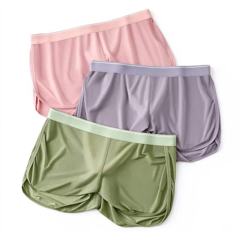 Men Ice Silk Boxer Shorts Summer Ultra Thin Solid Underwear Breathable Sleep Bottoms Boxers