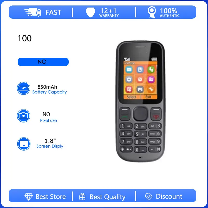 Original Refurbished 100 single Sim Unlocked GSM 900/1800 850/1900 Mobile Phone Russian Arabic Hebrew Keyboard Made in Finland