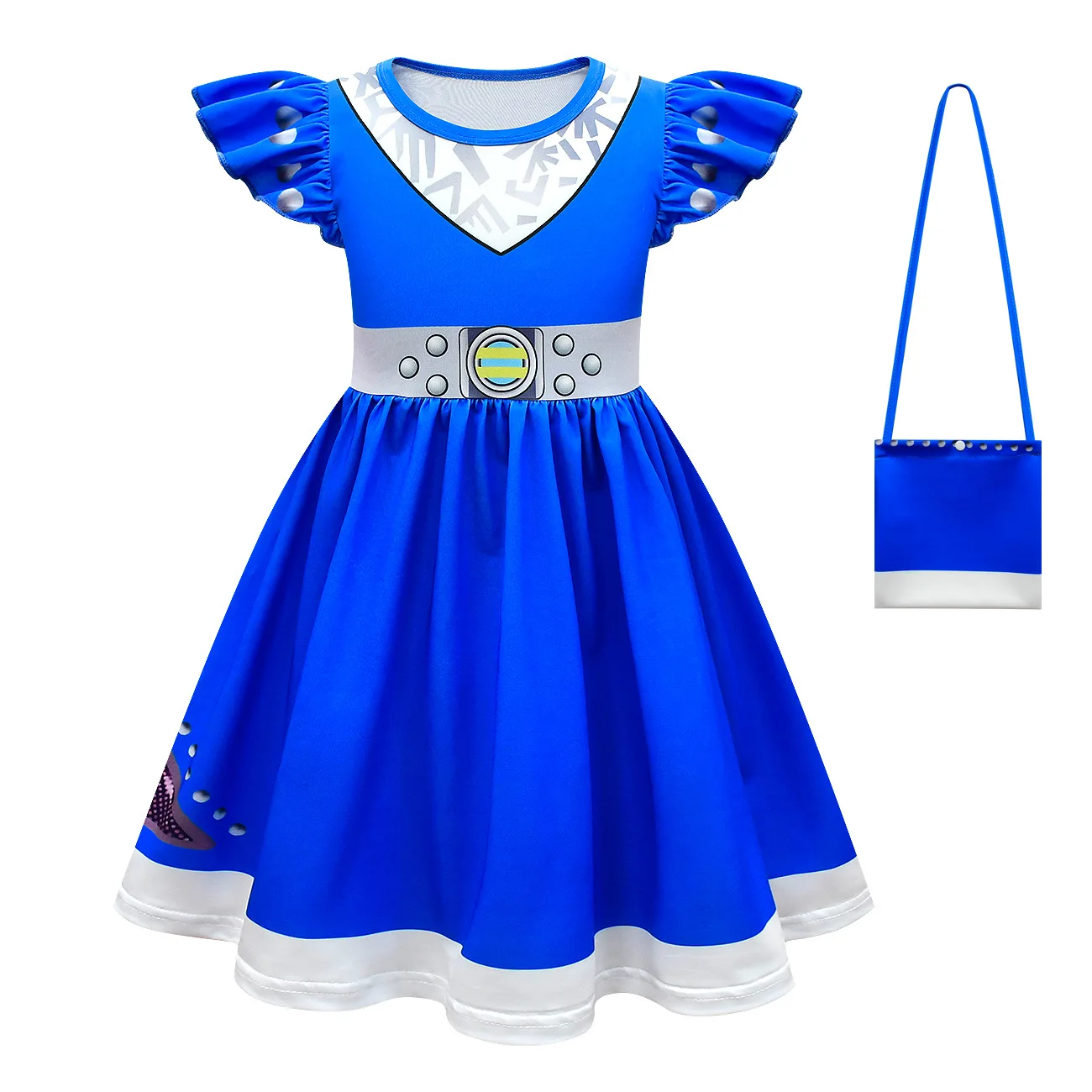 Kids Girls Movie High School Princess Short Sleeves Dress Bag Set Outfit Christmas Role Play Halloween Cosplay Costume