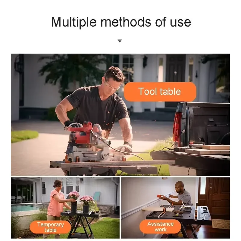 DIY Multi-functional Woodworking Benches Cut Saw Portable Carpentry Workbench Foldable Work Table Mobile Woodworking Table