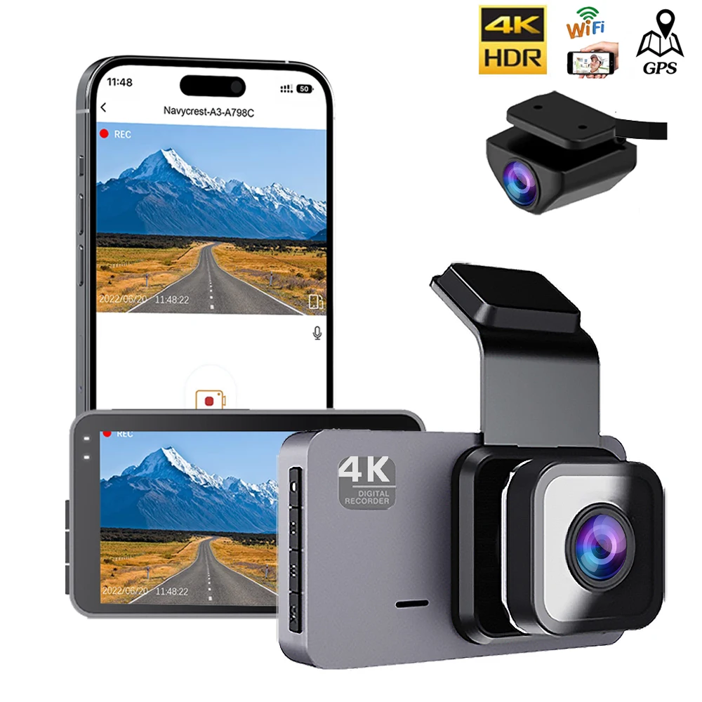 

4K WiFi GPS Car DVR 2160P Dash Cam Rear View Reversing Camera Car Video Recorder Auto Dashcam Vehicle Black Box Car Accessories