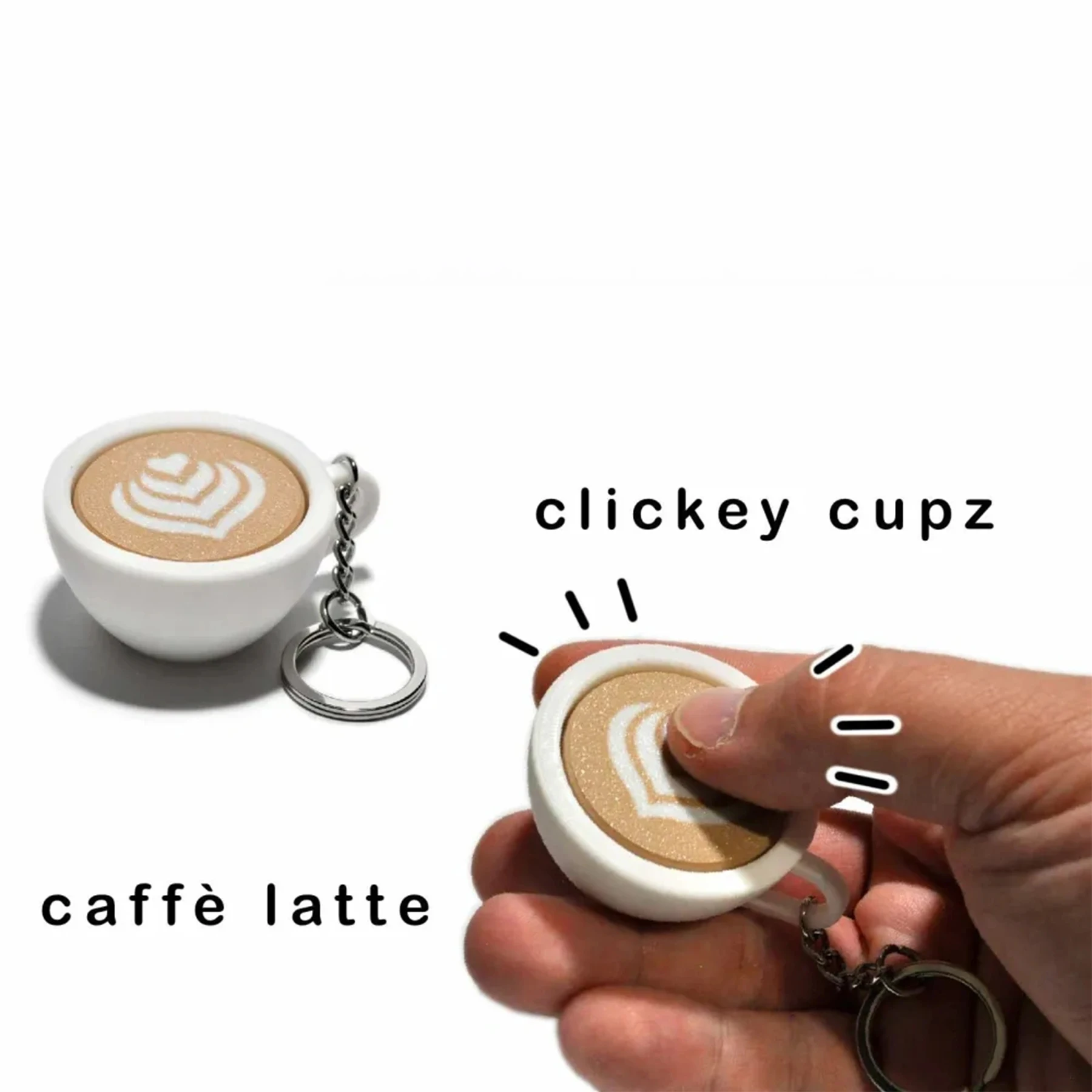 Latte Coffee Clicker Compression Keychain Hanging Ornament