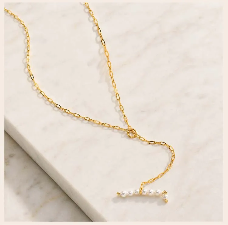 Perlen-Balken-Y-Halskette, 18K vergoldeter Edelstahl, hypoallergener Lariat-Ketten-Schmuck – Detail 6