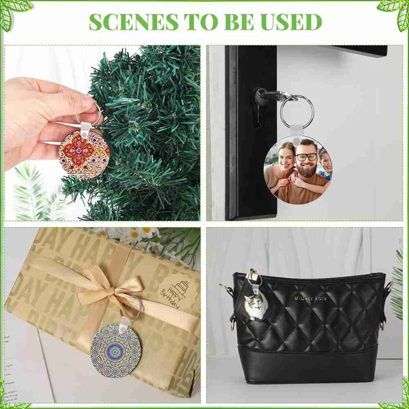 300 Pcs Sublimation Keychain Blanks Bulk Double Side Heat Transfer Sublimation MDF Blank Set With Keychain Rings & Rings