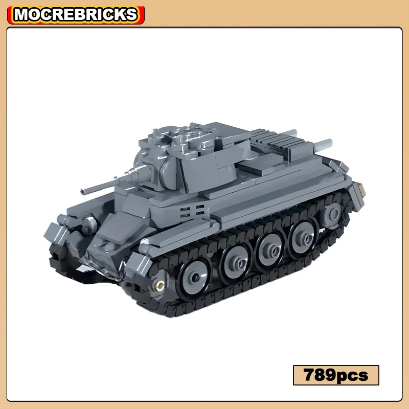 Military Light Tank BT-7 Cavalry Tank Tracks Armored Vehicle High-tech Weapon MOC Building Blocks Assembly Model Kid's Toys Sets