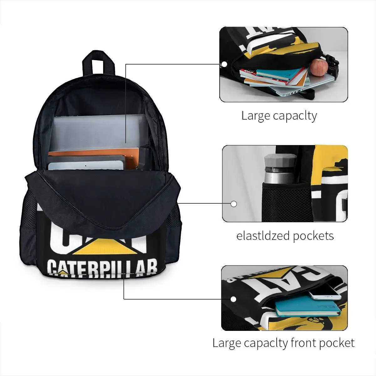 Cat-caterpillar Logo Backpacks Boys Girls Bookbag Students School Bags Cartoon Kids Rucksack Travel Rucksack Shoulder Bag