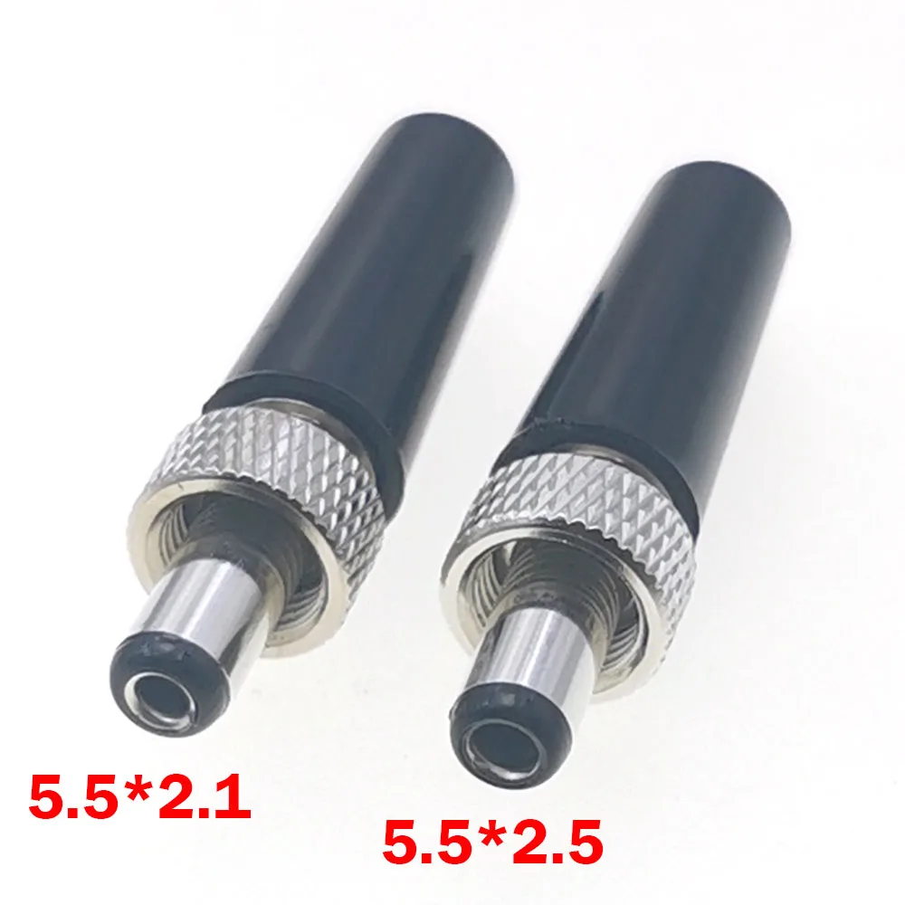 10pcs/Lot 5521 5525 DC Power Socket DIY Welded DC Plug With Nut Lock 5.5*2.1 5.5*2.5MM Male Female Charging Connector
