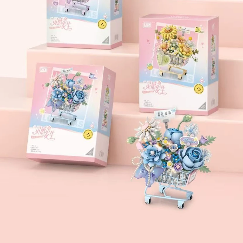 

Creative Building Block Flower Bouquet Cart - Fun Educational Toy for Children And Friends Ideal for Festive Gift
