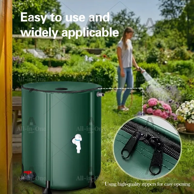Flexible Rain Barrel Collapsible Water Tank Rain Collection Tank Strong PVC Rainwater Harvesting UV-resistant High-toughness