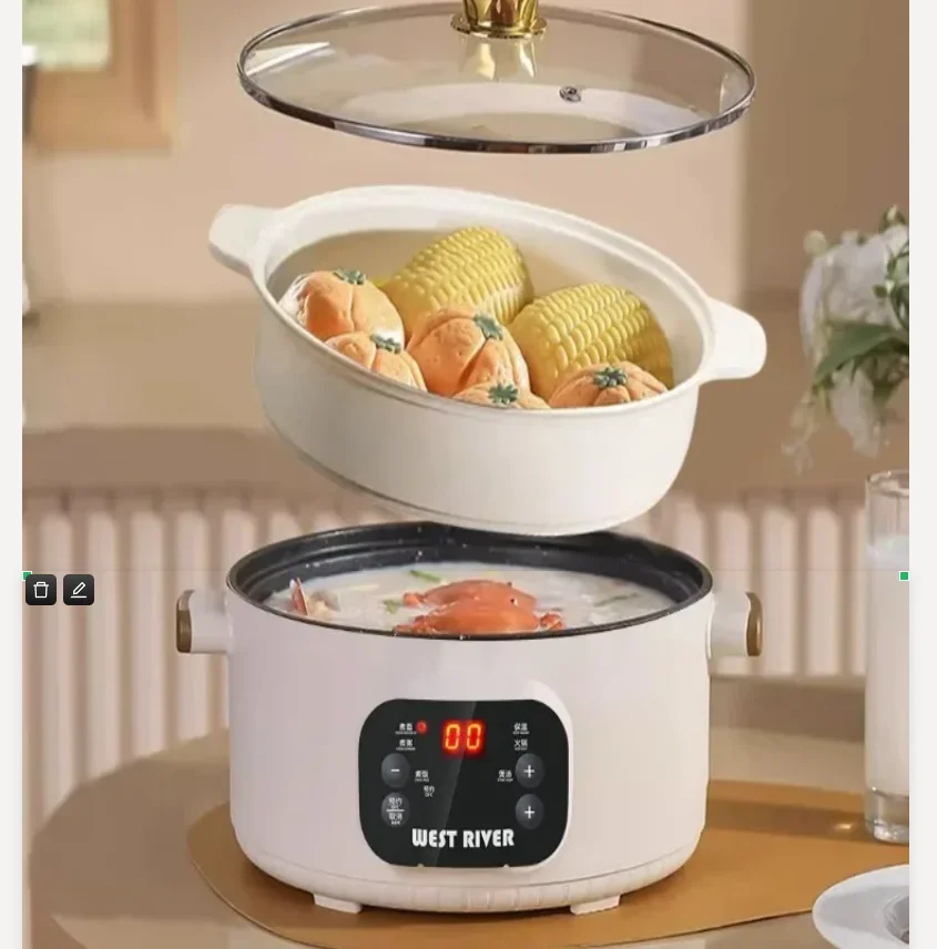 وعاء تسخين كهربائي أصلي ألماني 220 فولت، طباخ متعدد غير لاصق، تبخير، قلي، طهي CAA #3