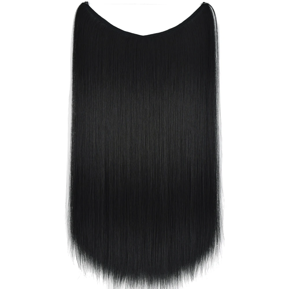 

TOPREETY Synthetic Heat Resistant Hair Silky Straight Elasticity Invisible Wire Hair Extensions 8006