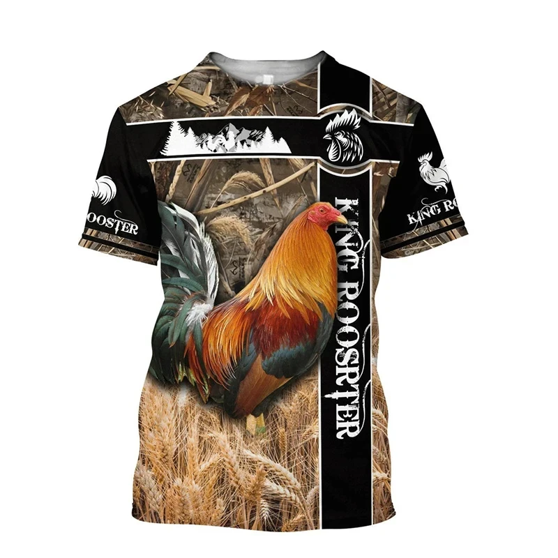 Fighting Rooster 3D Print O-Neck T-shirt Men Pullover Casual Short Sleeve T Shirt Fashion Streetwear Harajuku Unisex Clothing