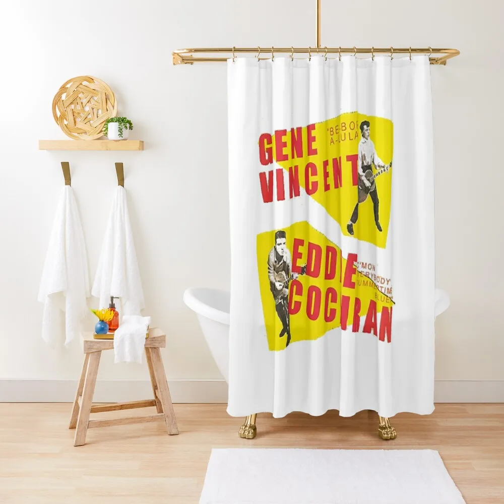 

Eddie Cochran Gene Vincent Shower Curtain Waterproof Fabric Bathroom Waterproof Shower Bathroom Fabric Curtain