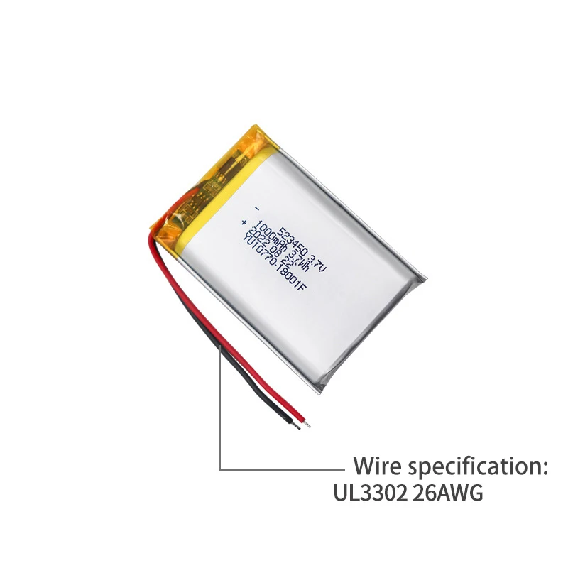 523450 1000mAh 3.7V Polymer Lithium Battery For Car Recorder Ordering Machine Cosmetic Mirror Size: 5.2*34*52mm