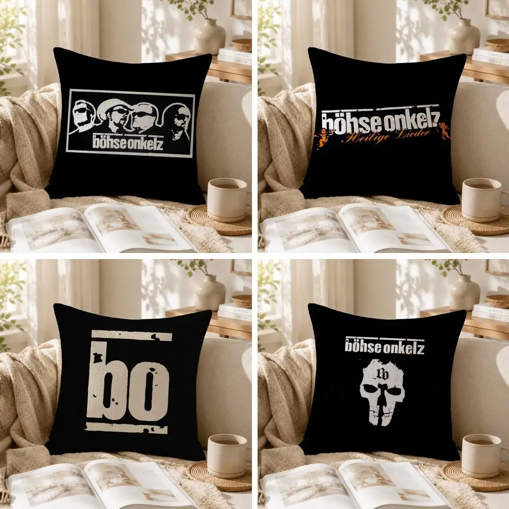 B-Bohse O-Onkelz Metal Band Cushion Cover Natural Linen Organic Fabric Double-Sided Printing Sofa Home Decor Gift Pillow Case