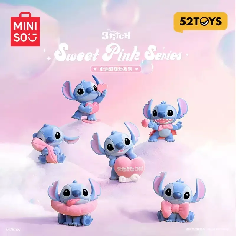 

MINISO Disney Stitch Sweet Pink Series Blind Box Guess Bag Original Toys Doll Action Anime Figure Ornaments Collection Gift