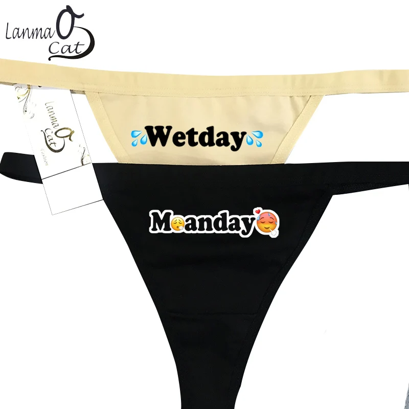 New Arrive Comfirtable Sexy Daily Words Printed Cotton Thongs For Ladies 5 Colors 6 Sizes Female Weeks Undderpants