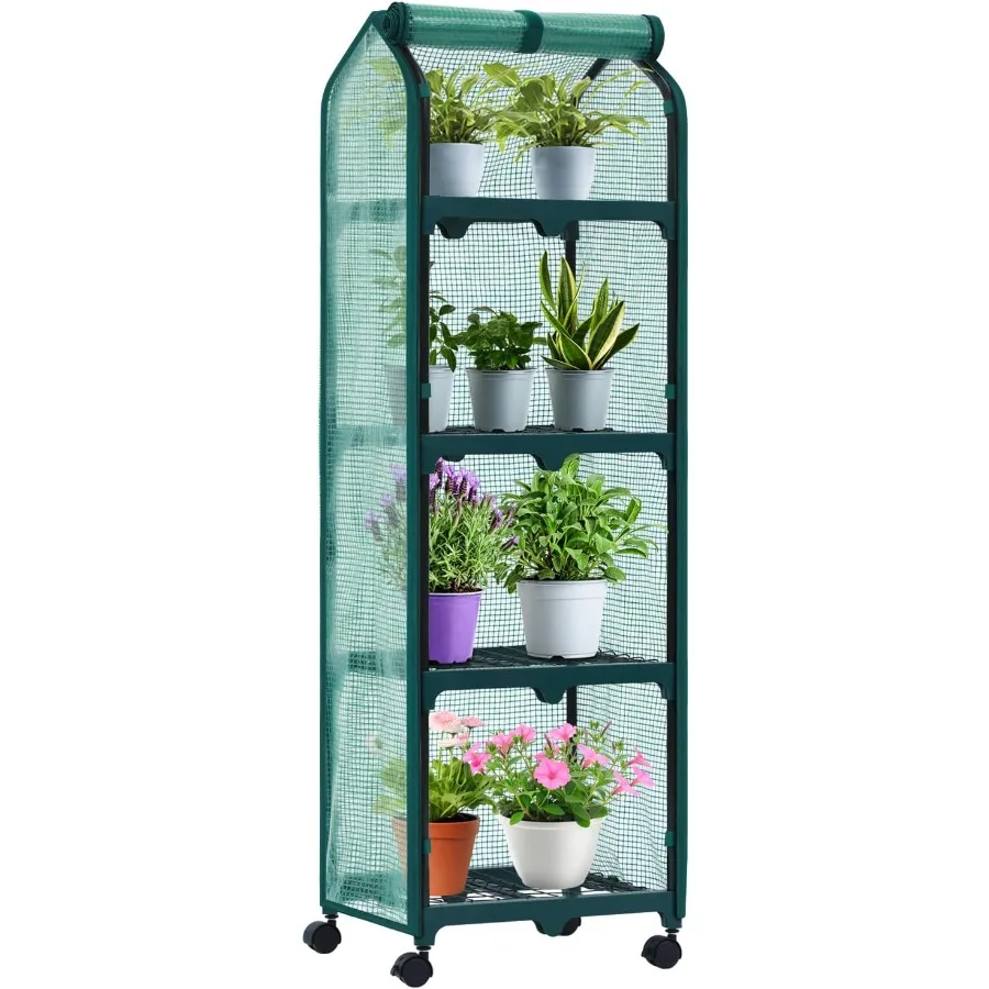 

Ohuhu Mini Greenhouse for Indoor Outdoor Small Plastic Plant Green House with Locking Wheels Portable Greenhouses with Durable
