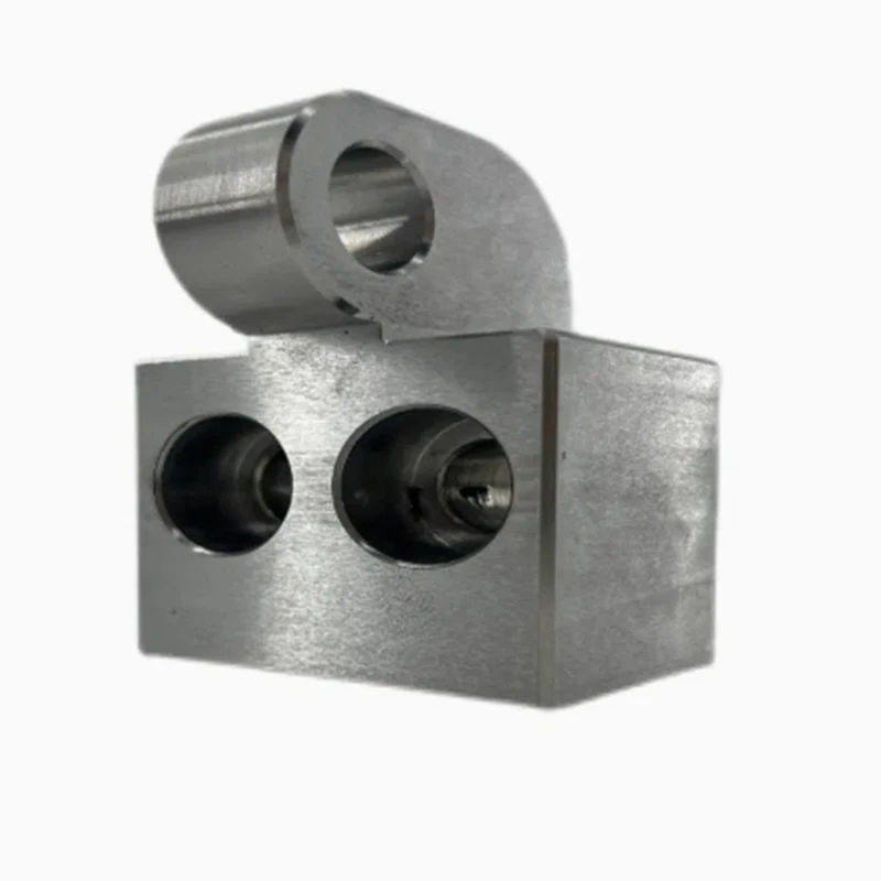 

Customized stainless steel / aluminum alloy CNC precision machined mechanical valve block double hole connection block
