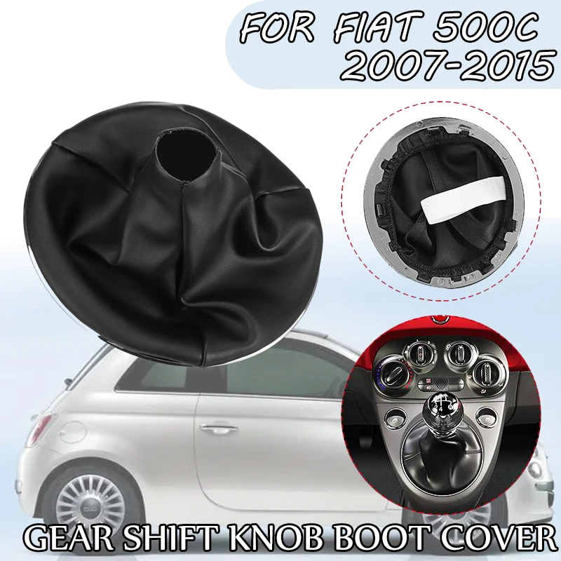 Pomo de palanca de cambios de cuero para coche, cubierta de bota Gaitor de cuero PU para FIAT 500, 500C, 2007-2013, PANDA 2003-2012