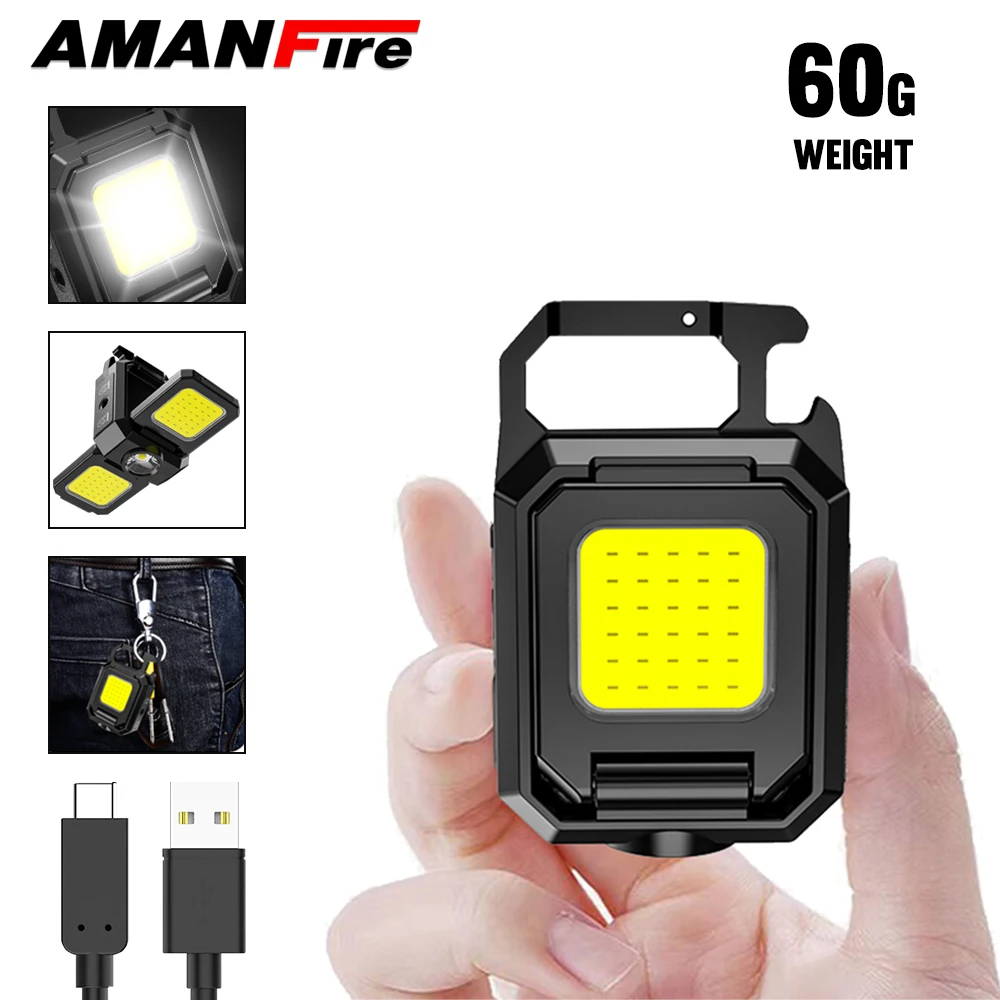 

Amanfire J031PLUS EDC Mini Flashlight LED Keychain SOS Light Rechargeable Torch Waterproof Magnetic Lamp Portable Bottle Opener