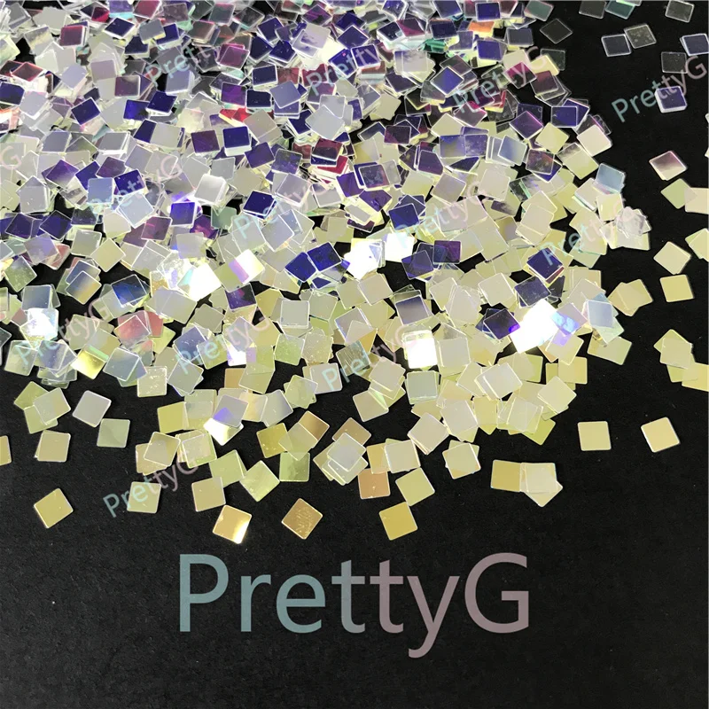 PrettyG 3mm Square Shapes Glitter High Sparking Sequins Glitter Shape Glitter For Art Craft Nail Makeup Decoration Accessories