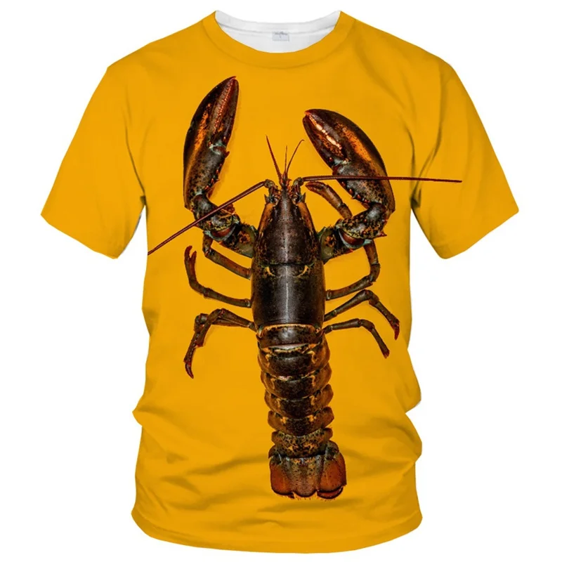 Hot Sale Lobster Men\'s Fashion T-shirt 3D Printing Animal Short-sleeved T Shirt Casual Round Neck Tops Oversized Street Tees