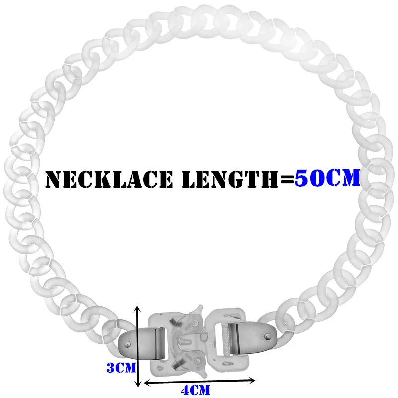 FishSheep Hiphop Acrylic Chain Lock Necklace for Men Women Punk Transparent Buckle Pendants Necklaces Male Jewelry Gift