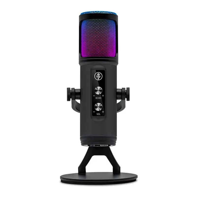 

USB-микрофон с функцией сенсорной кнопки отключения звука и RGB-подсветкой, предназначенный для ПК-игр, караоке, записи и стриминга.