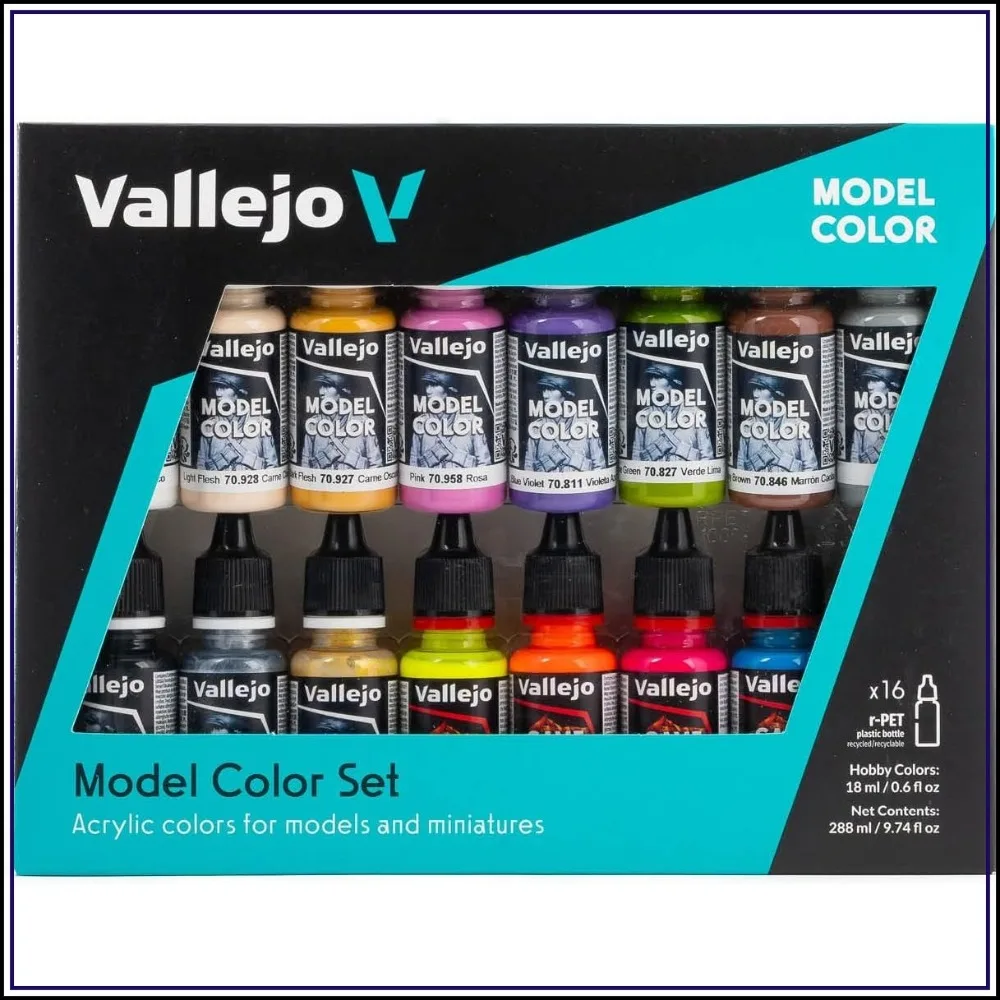 Acrylic Paint Set for Wargaming & Models - 16 Colors x 18ml, High Pigmentation, Realistic Finishes