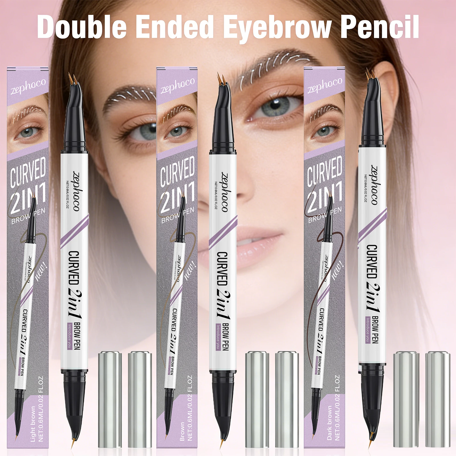 

Double Ended Eyebrow Pencil Waterproof 4 Colors Wild Eyebrow Pencil Smudge-Proof Light Brown Eyebrow Pen Cosmetic