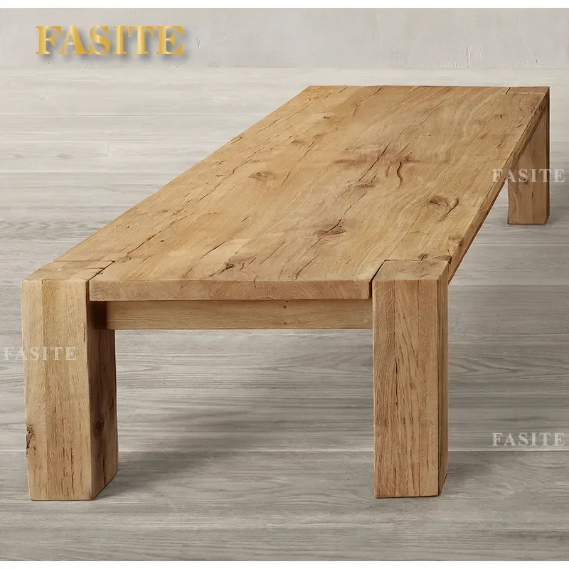 For American RH Living Room Rural Retro Solid Wood Coffee Table Modern Simple Small Apartment Sofa Side Table Home Furniture