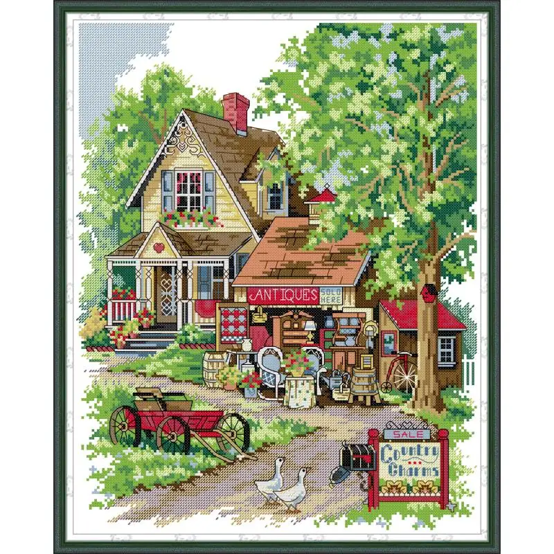 

Maydear Cross Stitch Kit,11CT/14CT/16CT/9CT Aida Fabric,DMC Threads Sewing Pattern Embroidery Set-Charming Countryside
