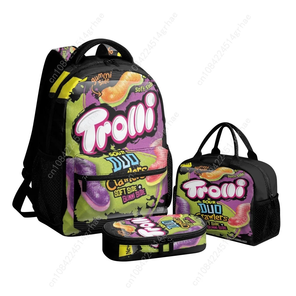 Funny Candy Food Snack Custom Leisure All-Over Print 3-Piece Backpack Set (Includes Backpack, Lunch Bag, and Pencil Case)