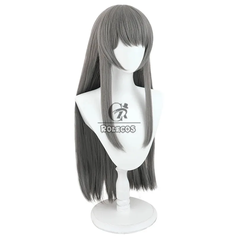 ROLECOS Naraka Bladepoint Heart Beat Justina Gu Cosplay Wigs Justina Gu 75cm Long Gray Cos Wig Heat Resistant Synthetic Hair