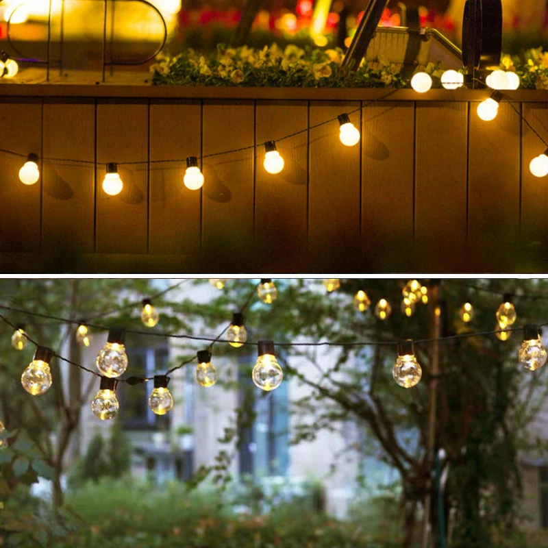 Solar Led Fairy Lights Outdoor Garland Street G50 Bulb String Light For Garden Holiday Christmas Decoration