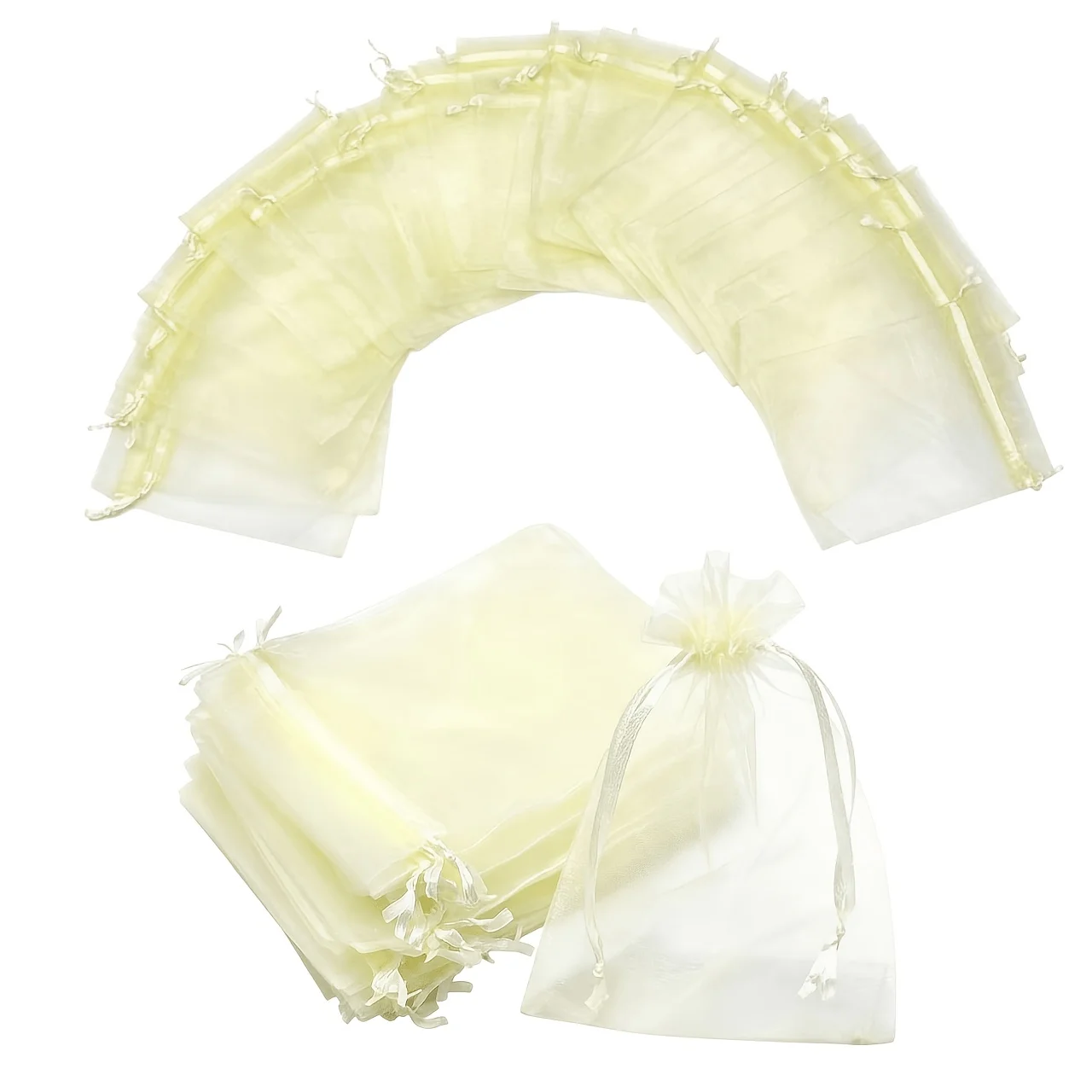 50/100PCS Eugen yarn bundle pocket beige transparent yarn bag wedding gift candy jewelry packaging storage bag
