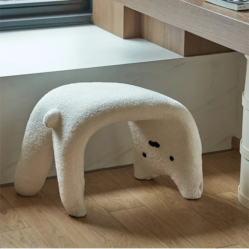 Exquisite Multi-functional Durable Low stool bear stool makeup stool makeup chair shoe changing stool lamb wool shoe stool