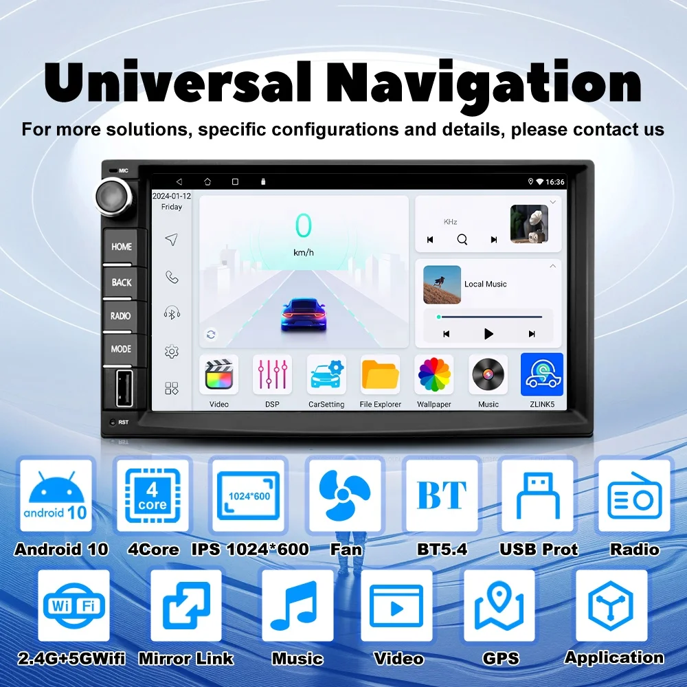 Jmance 7 Inch Touch Screen Mute Key Universal Ram 4GB Rom 64/128GB Player Music Video Mirror Link 2 Din Car Radio Stereo