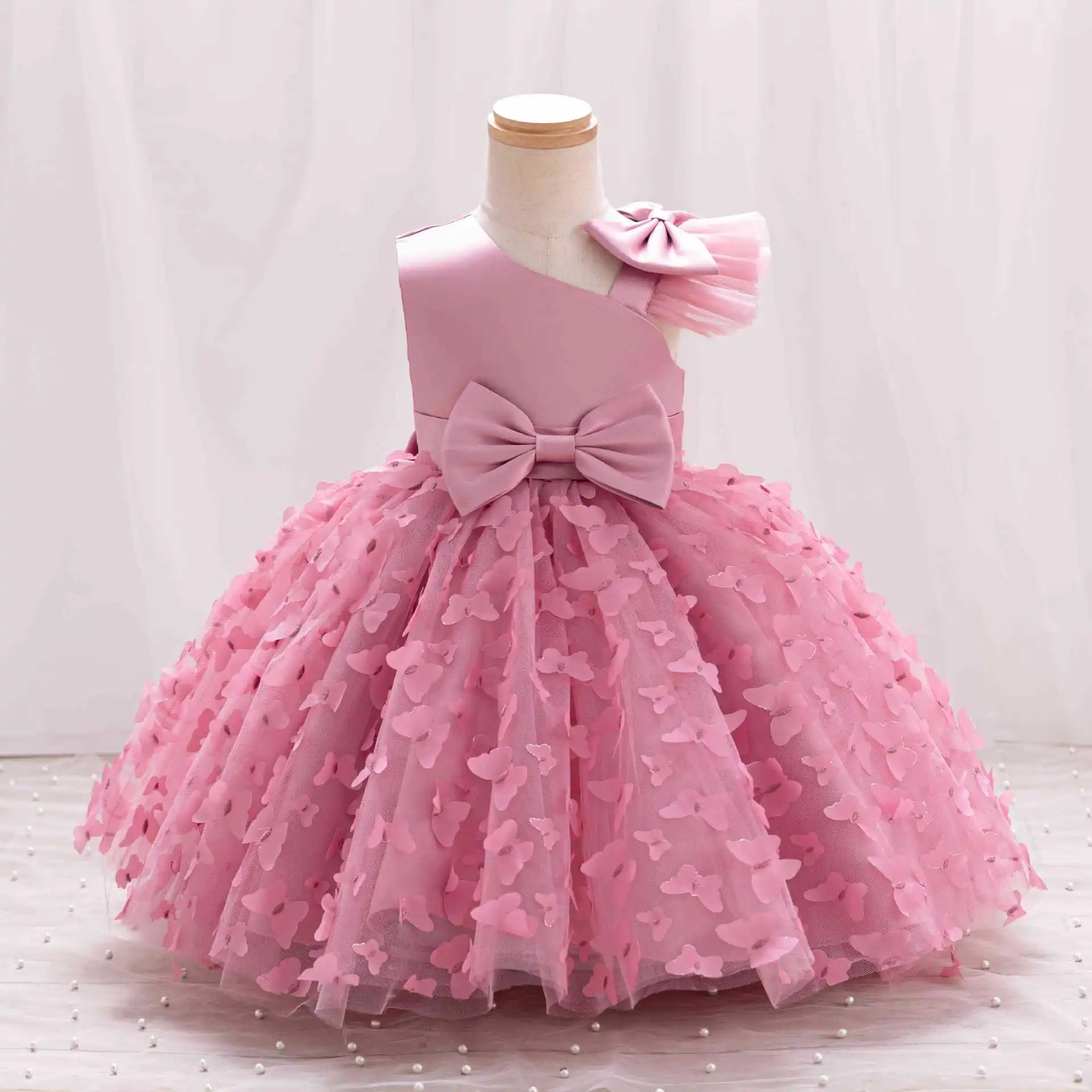 Newborn Girl Baby Puffy Dress Girly Party Outfit with Tutu Sequins Kid's Frock for Special Occasions