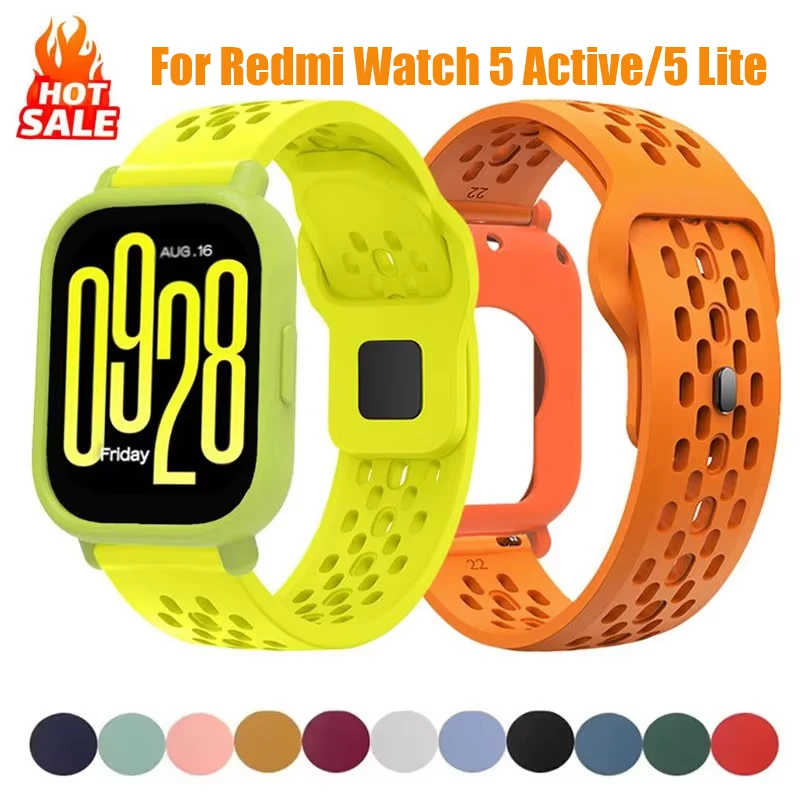 Band+Hülle für Redmi Watch 5 Active Silikonarmband Sport-Armband Correa für Redmi Watch 5 Lite Bandhülle Zubehör