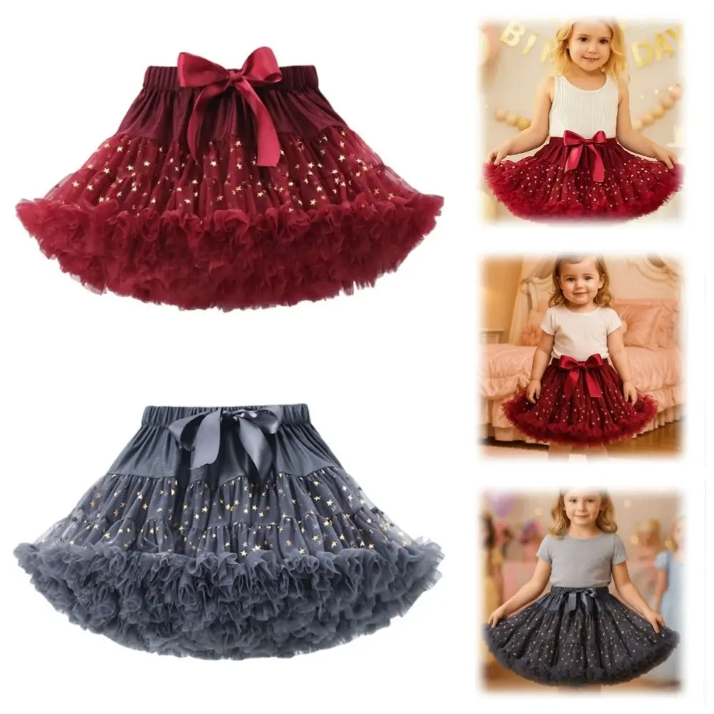 

Star Sequins Girls Tutu Skirts Multi-layered Elastic Pleated Tulle Skirts Comfortable Fluffy Children Short Dress Birthday Gifts